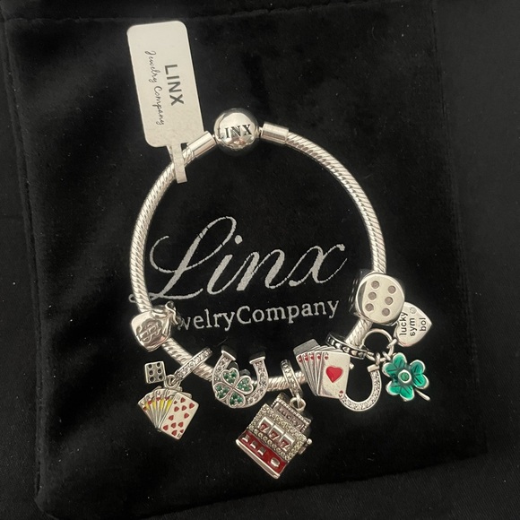 Linx Snake Chain Bracelet with Gambling and Casino Themed Charms - Picture 5 of 8